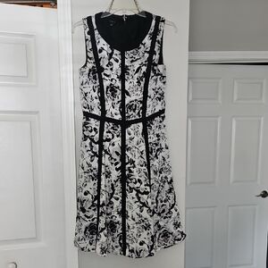 Talbots Black and White Sleeveless Sheath Dress